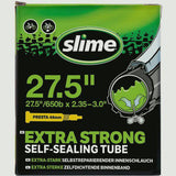 Slime Smart Tube bike inner tube with Presta valve, 27.5 x 2.35-3.0 inch size, including sealant for puncture protection.