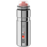 Elite Deboyo Race stainless steel vacuum bottle in silver, 550ml with 12-hour thermal insulation, shown in a close-up image.