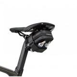 Topeak Elementa Gearbag Pro black waterproof bike seat bag with compact design and integrated tool storage for cycling accessories.