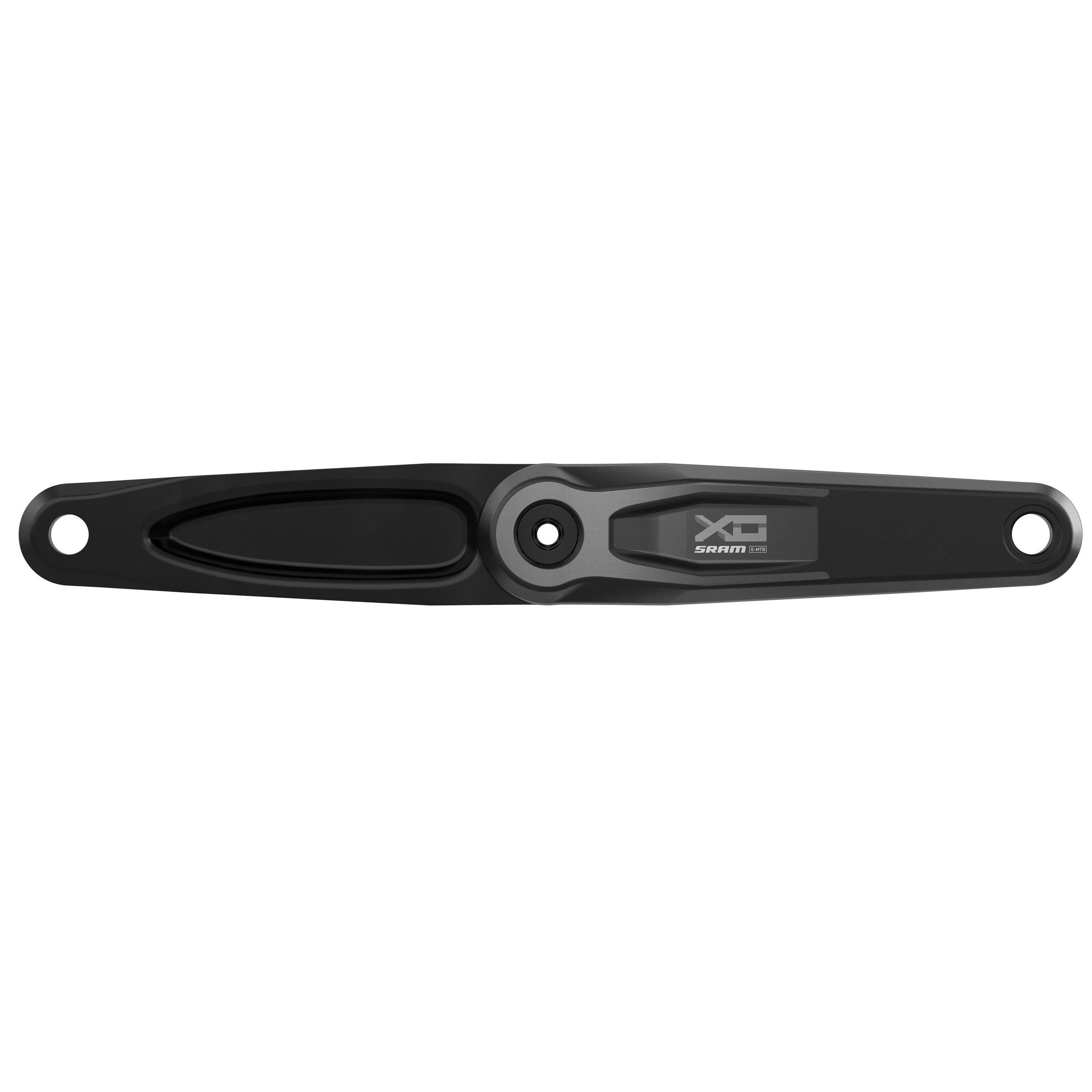 Sram X0 crank arm assembly with ISIS self-extracting bolt for pedal assist, showcasing the component's detailed design.
