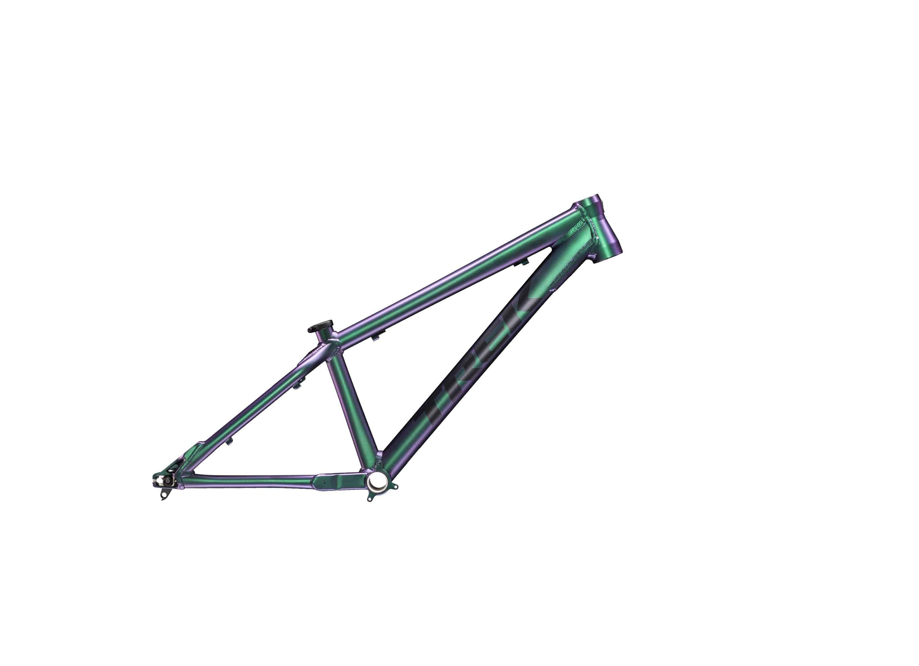 Trek Ticket DJ MTB frameset in matte emerald iris finish, large size, mountain bike component with sturdy frame design.