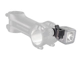 Bontrager Blendr High Ion light mount in black attached to Blendr stem, showing sleek design for bike lighting components