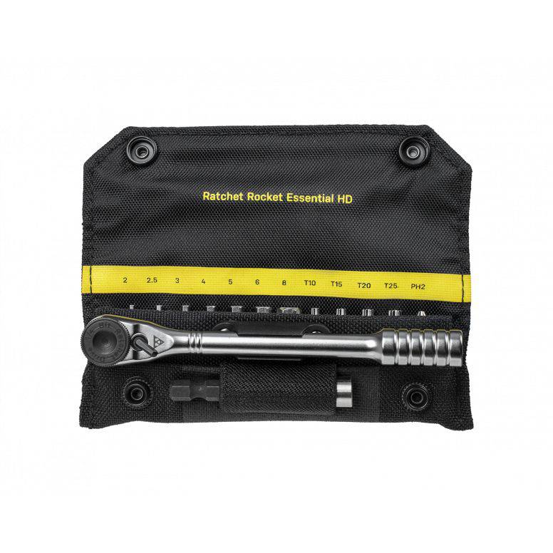 Topeak Ratchet Rocket Essential HD multi-tool in black with 15 functions and 60Nm torque, suitable for bike workshop use.