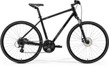 Merida Crossway 10 hybrid bike with Shimano Acera gears and disc brakes, suitable for commuting and leisure riding.