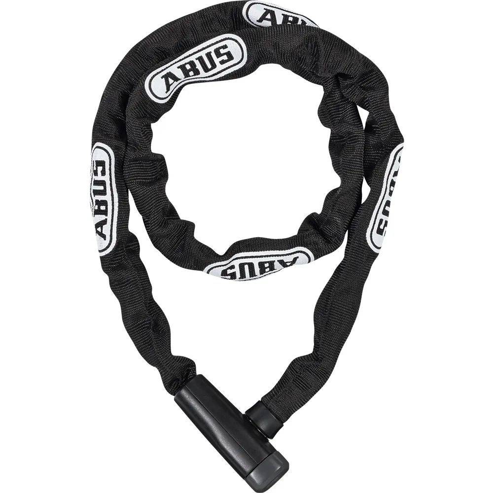 ABUS 5805K/110 BK steel chain bike lock with hardened steel links for durable security, shown coiled on a plain background.