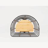AtranVelo EPIC CURVE AVS bike basket with bamboo base, 24.5L capacity, mounted on a bicycle for carrying accessories.
