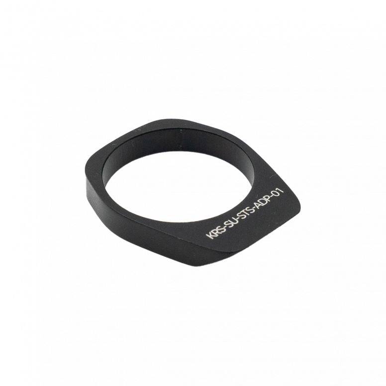 Kids Ride Shotgun Pro Adapter in black for Scott Syncros 1.5 headset bikes, shown attached to a bicycle.