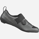 Shimano S-PHYRE TR9 triathlon road shoes with BOA Li2 dial, black with sleek design and adjustable closure system.