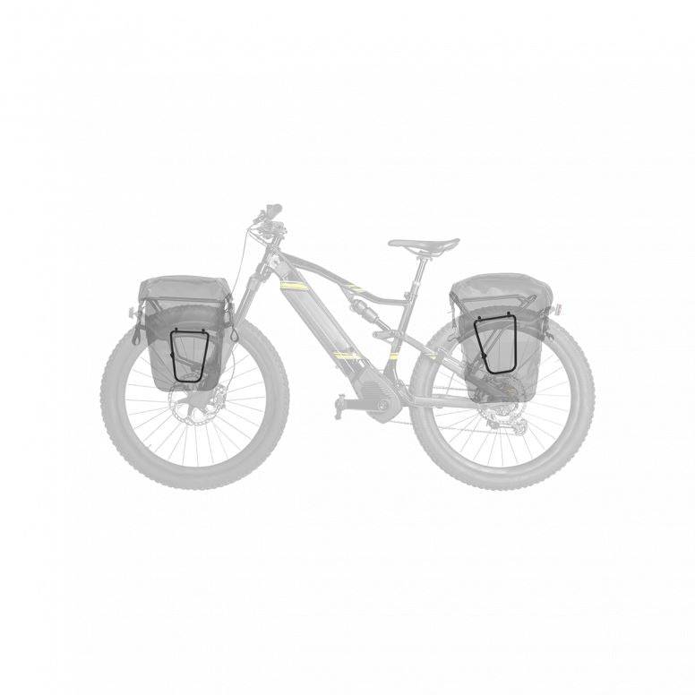 Topeak TetraRack Side Frame Set in black, durable bike pannier bag support attached to a bicycle frame.