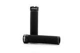 Cranked Single Lock MTB grip with durable black lock collar for secure mountain bike handlebar control.