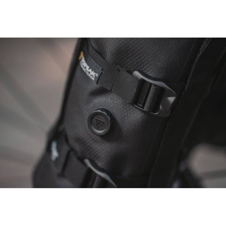 Topeak Fork Drybag 4L weatherproof bikepacking bag mounted on bike fork, black accessory for Versacage mount.