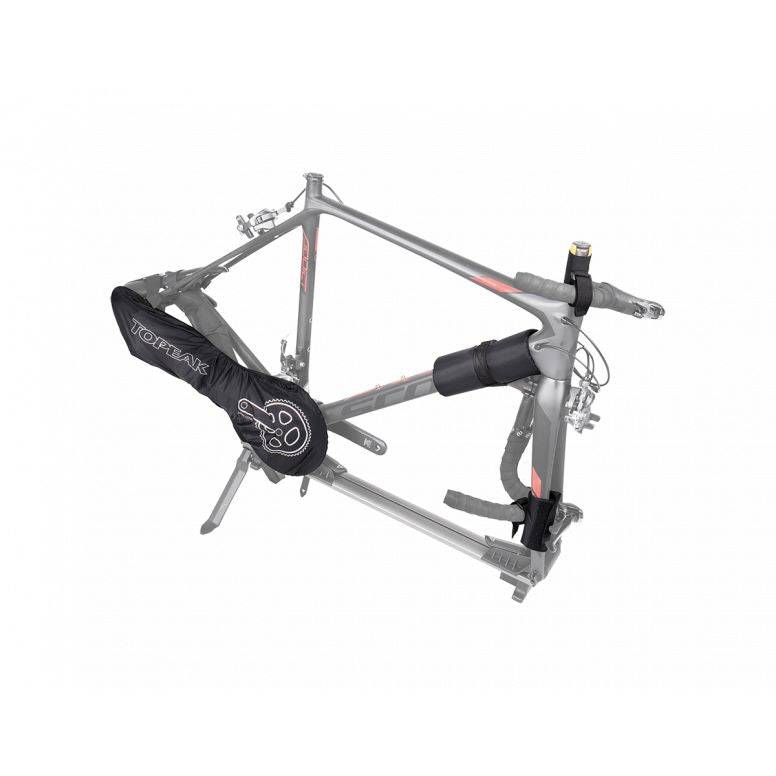 Topeak Pakgo EX black bike transport case with multi-directional wheels, durable accessories for secure bike travel.
