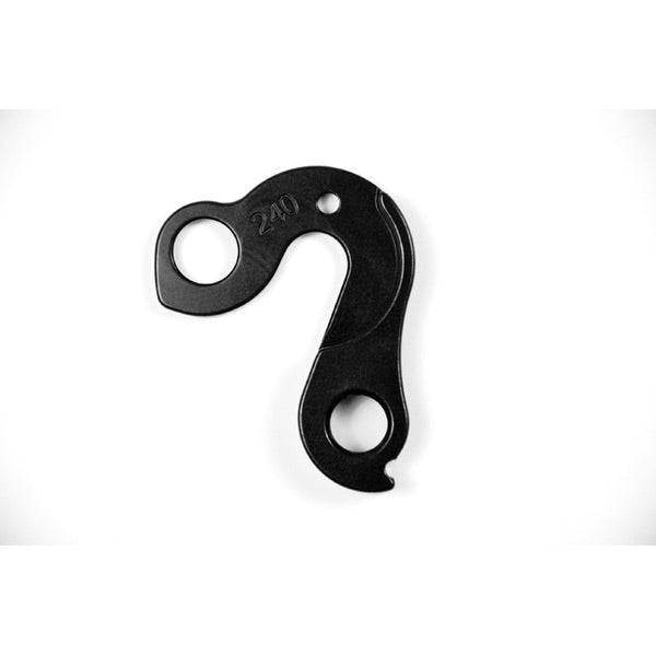 Wheels Manufacturing replaceable derailleur hanger dropout for bike frames, component part with mounting holes and branding.