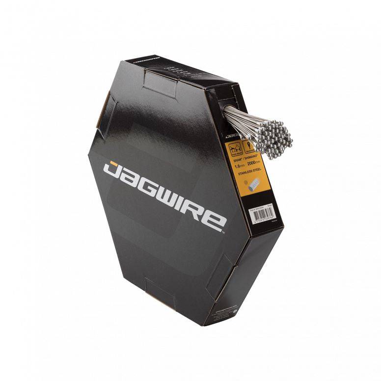 Jagwire Sport MTB brake cable kit with 2000mm Shimano-compatible silver cables, pack of 100, for bicycle components.