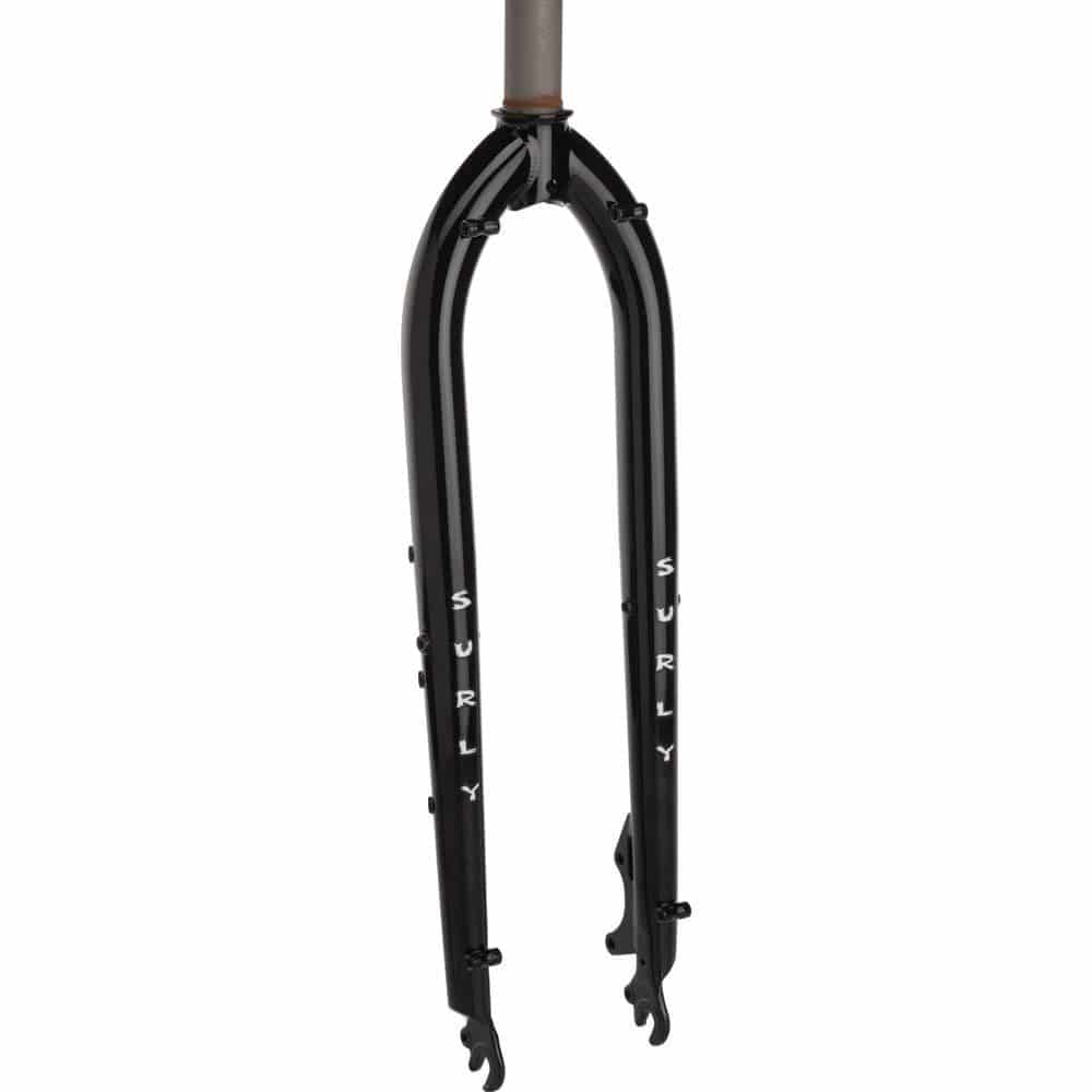 Surly Krampus 29er rigid MTB fork with disc brake guides, 1-1/8 inch threadless bike component for mountain biking.