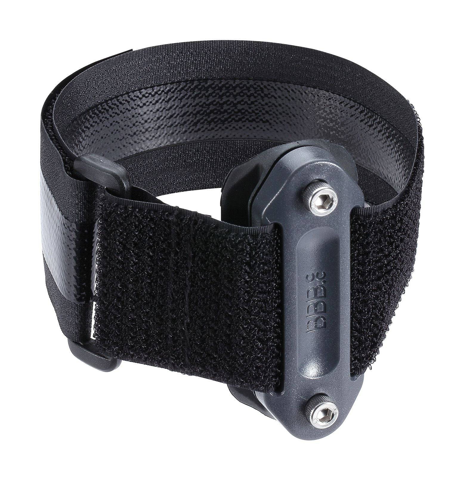 BBB Storage HaulerMount BBC-111 bike mounting bracket for adjustable bottle cage, shown attached to a bicycle frame.
