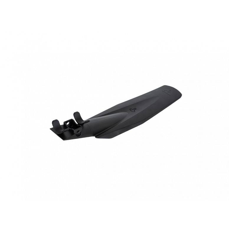 Topeak BeamRack II Defender mudguard attached to MTX BeamRack series bike rack, showing weather-resistant accessory for cycling.