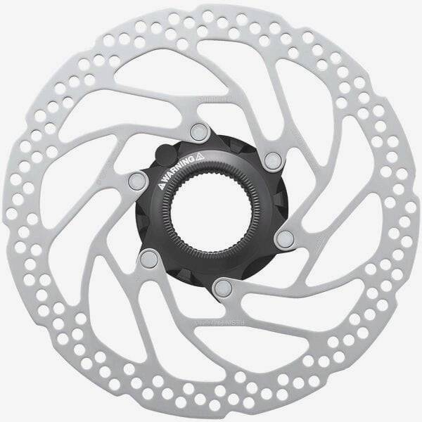 Shimano STEPS RT-EM300 180mm rear rotor with internal and external lockring for e-bike braking components.
