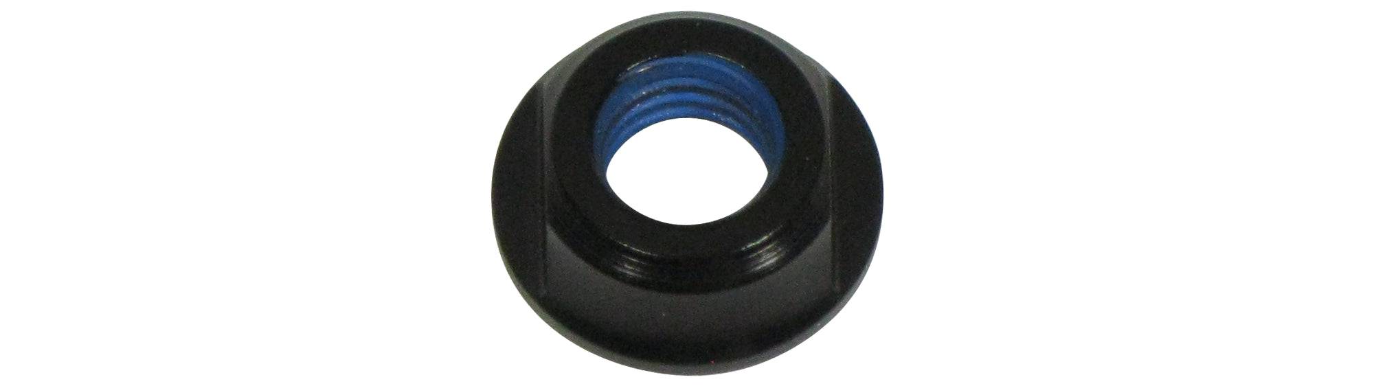Trek M8 shock mount nut for bike suspension components, durable replacement part, shown in close-up.
