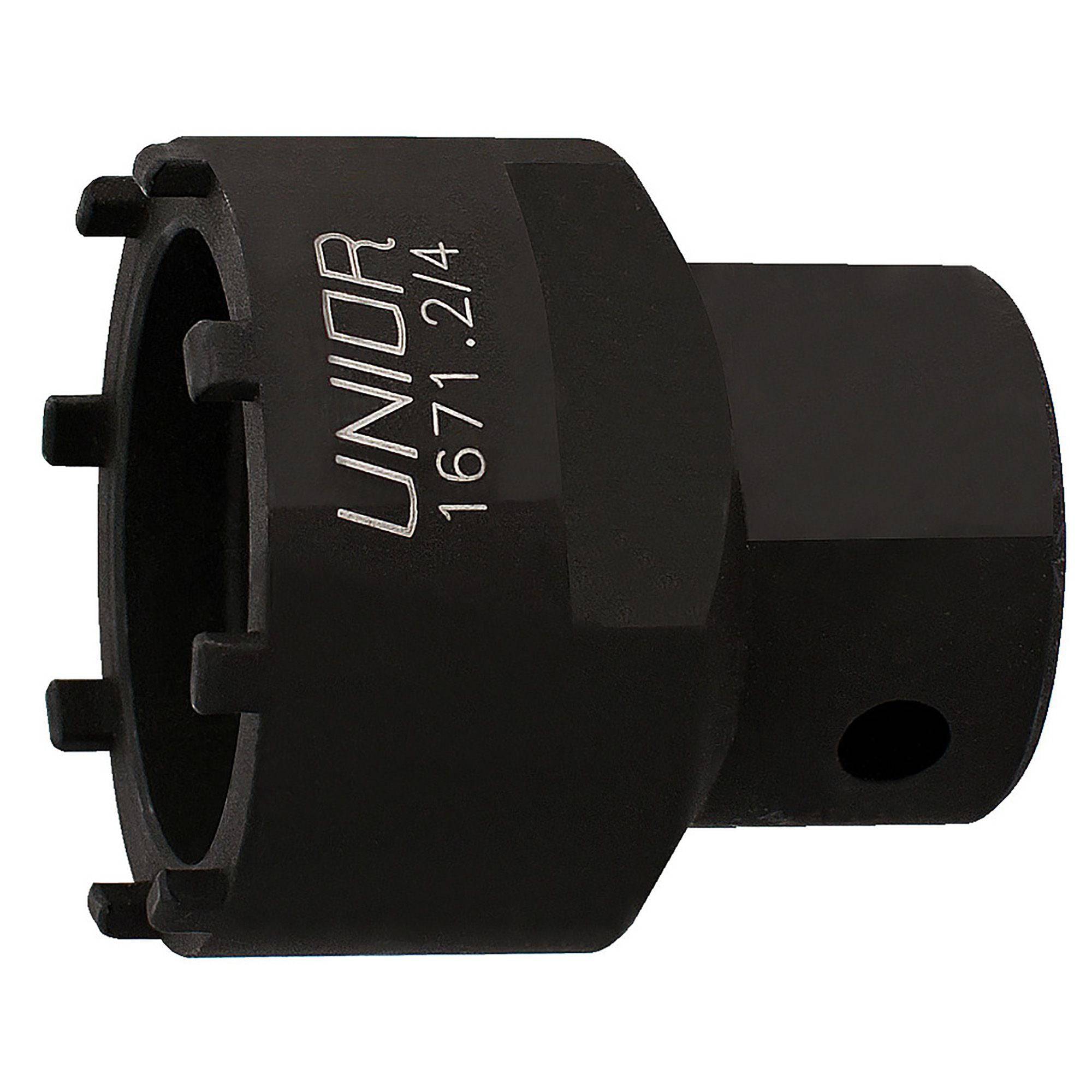 UNIOR 8-tooth cartridge bottom bracket tool for Shimano, Bontrager, Truvativ, and Bosch bike workshop maintenance.