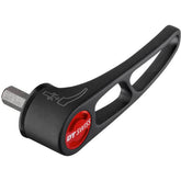 DT Swiss RWS plug-in lever for quick release axles, showcasing a secure, aerodynamic component for bicycle wheels.