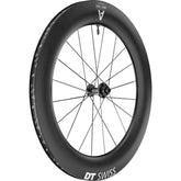 DT Swiss ARC 1400 DICUT front disc brake wheel with lightweight carbon clincher rim and 85x22mm profile for high-performance cycling.