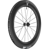 DT Swiss ARC 1400 DICUT front disc brake wheel with lightweight carbon clincher rim and 85x22mm profile for high-performance cycling.