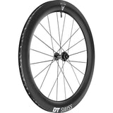 DT Swiss ARC 1400 DICUT front disc brake wheel with carbon clincher rim, 65x22mm, for high-performance cycling.