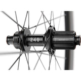 DT Swiss ARC 1400 DICUT rear carbon clincher disc brake wheel with 85x22mm rim, showcasing the sleek, aerodynamic design.