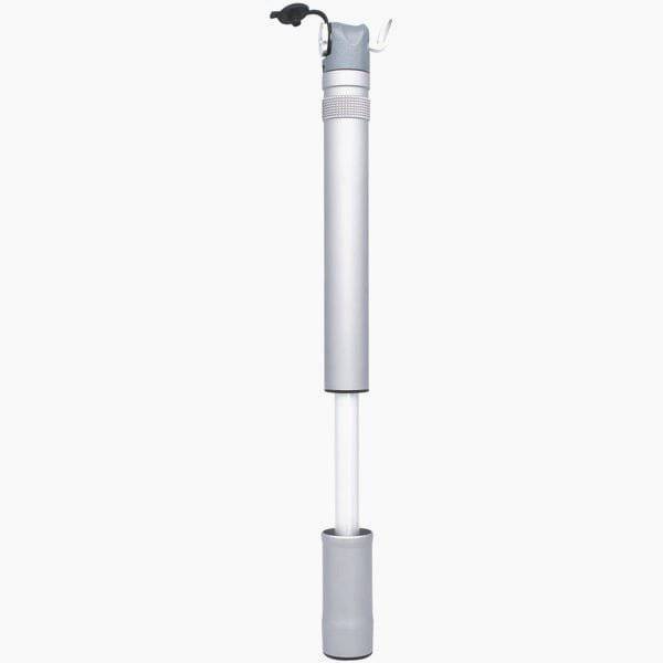 Truflo Air Switch Turbo CNC mini pump accessory with Presta valve, high volume and pressure, in grey finish.
