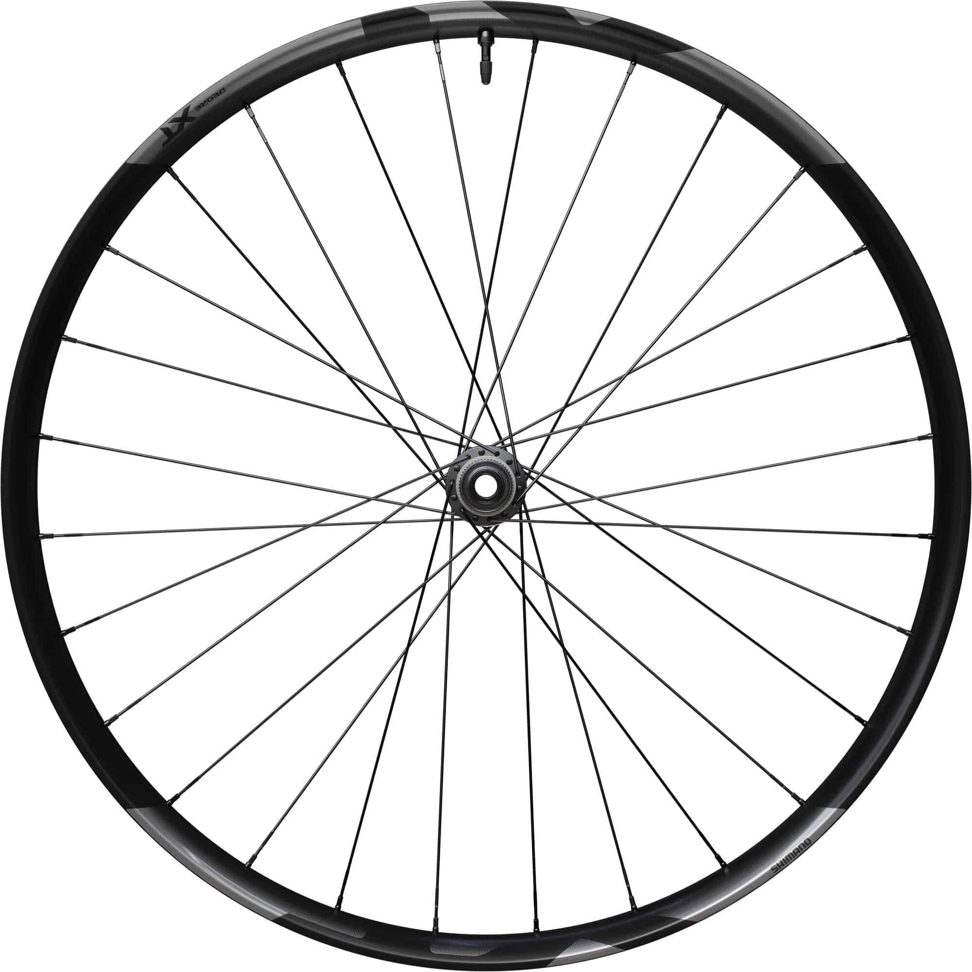 Shimano Deore XT M8200 29er front wheel with 15x110mm E-thru hub and Center Lock disc, bike component for mountain biking.