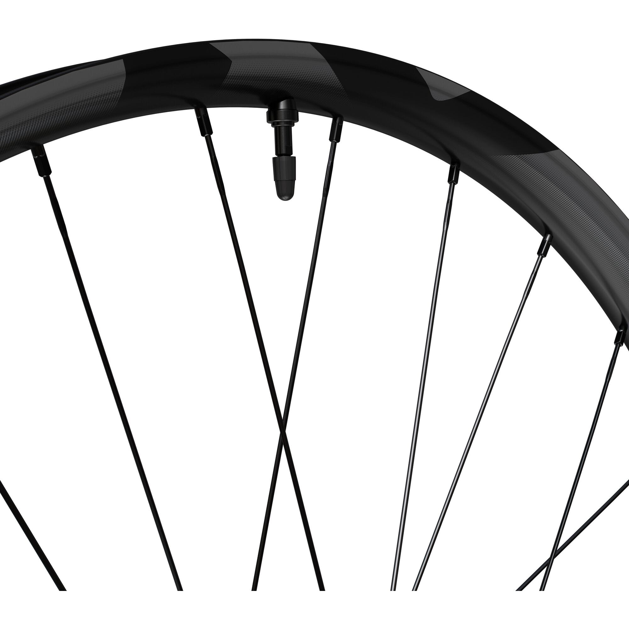Shimano Deore XT M8200 29er front wheel with 15x110mm E-thru axle and Center Lock disc mount, bike component.
