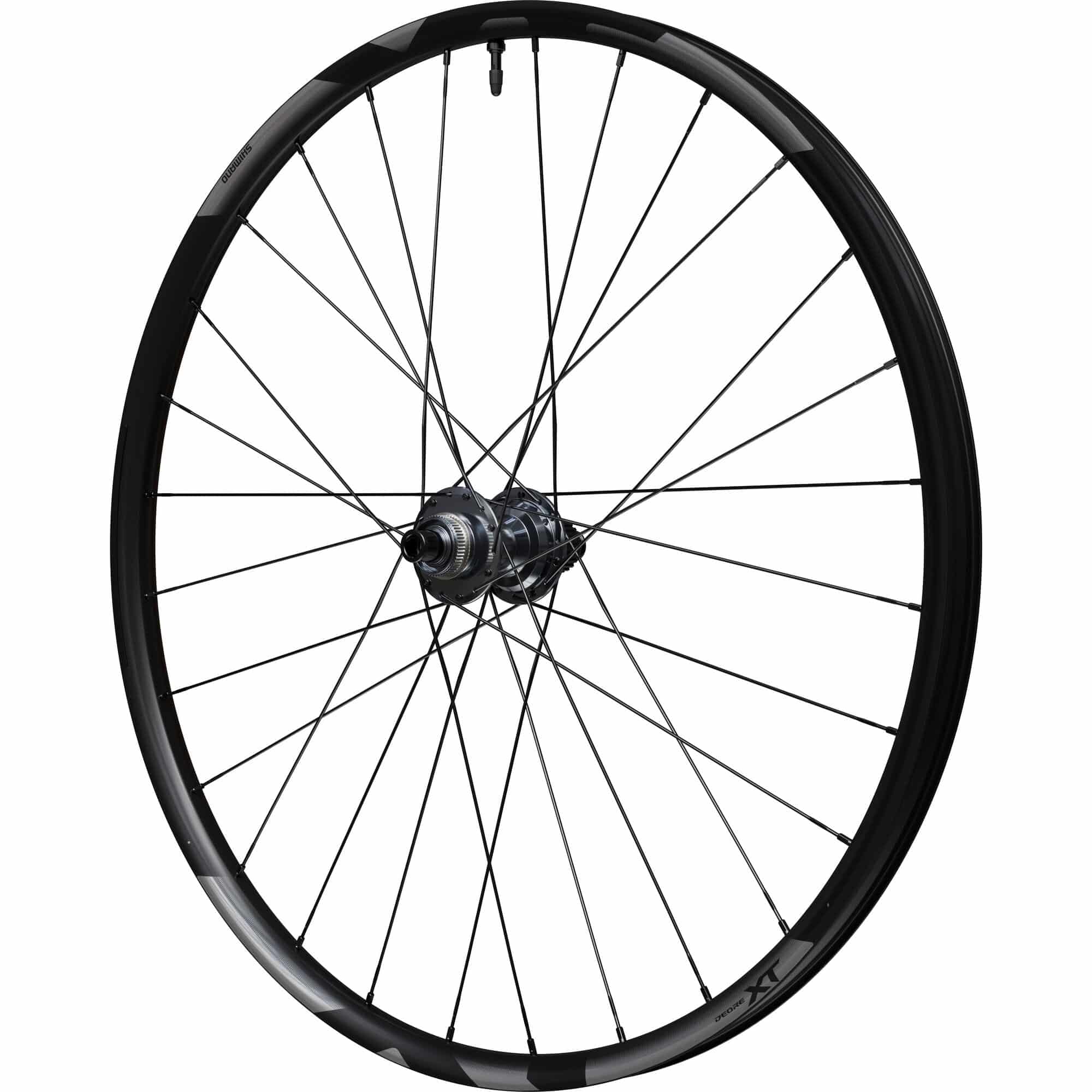 Shimano Deore XT M8200 29-inch rear wheel with 12-speed 12x148mm center lock disc for mountain biking.