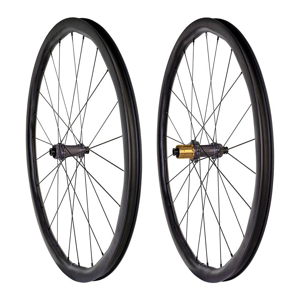 Princeton CarbonWorks Alta 3532 Tactic hubs for road bike components, tubeless-ready with black and silver finish.