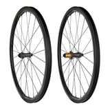 Princeton CarbonWorks Alta 3532 Tactic hubs for road bike components, tubeless-ready with black and silver finish.