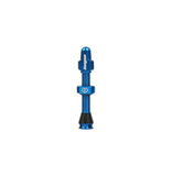 Hope tubeless valve with single Presta valve core, removable for tubeless bicycle wheels, durable component for reliable sealing.