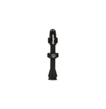 Hope tubeless valve with removable Presta core for tubeless wheel setup, showing the sleek metal component with threading.