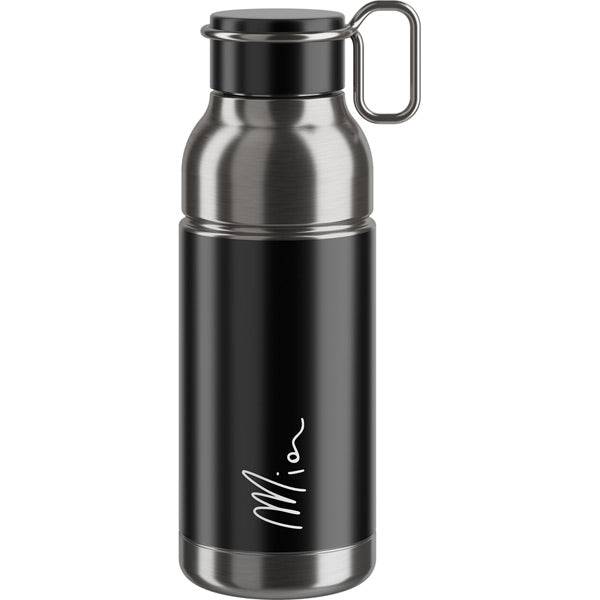 Elite Mia stainless steel 650ml eco-friendly water bottle in black and silver, with a sleek, plastic-free design.