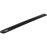 Black Thule Wing Bar Evo aluminium roof bar with aerodynamic mounts for vehicle roof rack installation.