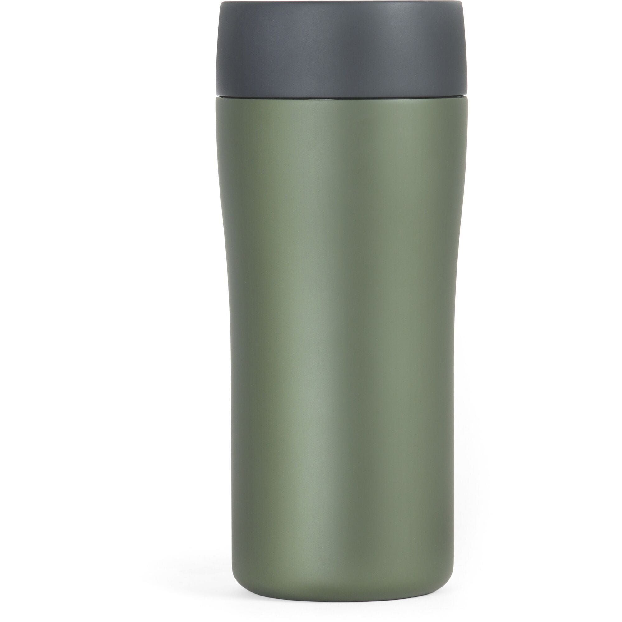 Stainless steel Lifeventure One Touch Thermal Mug with vacuum insulation, 300ml capacity, showing the sleek, insulated travel mug design.