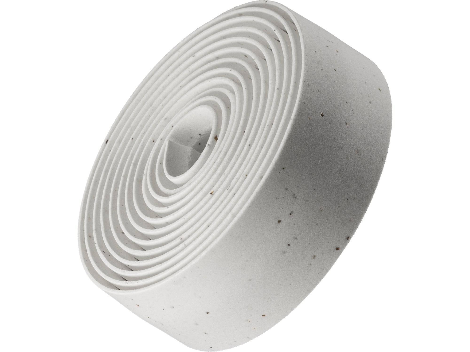 Bontrager Double Gel Cork Handlebar Tape set with reflective end plugs, black bar tape for bicycle handlebars.