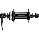 Shimano HB-QC300 front bicycle hub with 32H center lock mount, quick release, 100mm axle, black color, components for wheel building