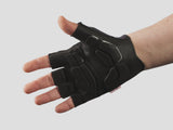 Trek Circuit Twin Gel unisex cycling gloves with padded gel foam for comfort, shown in black with adjustable wrist straps.