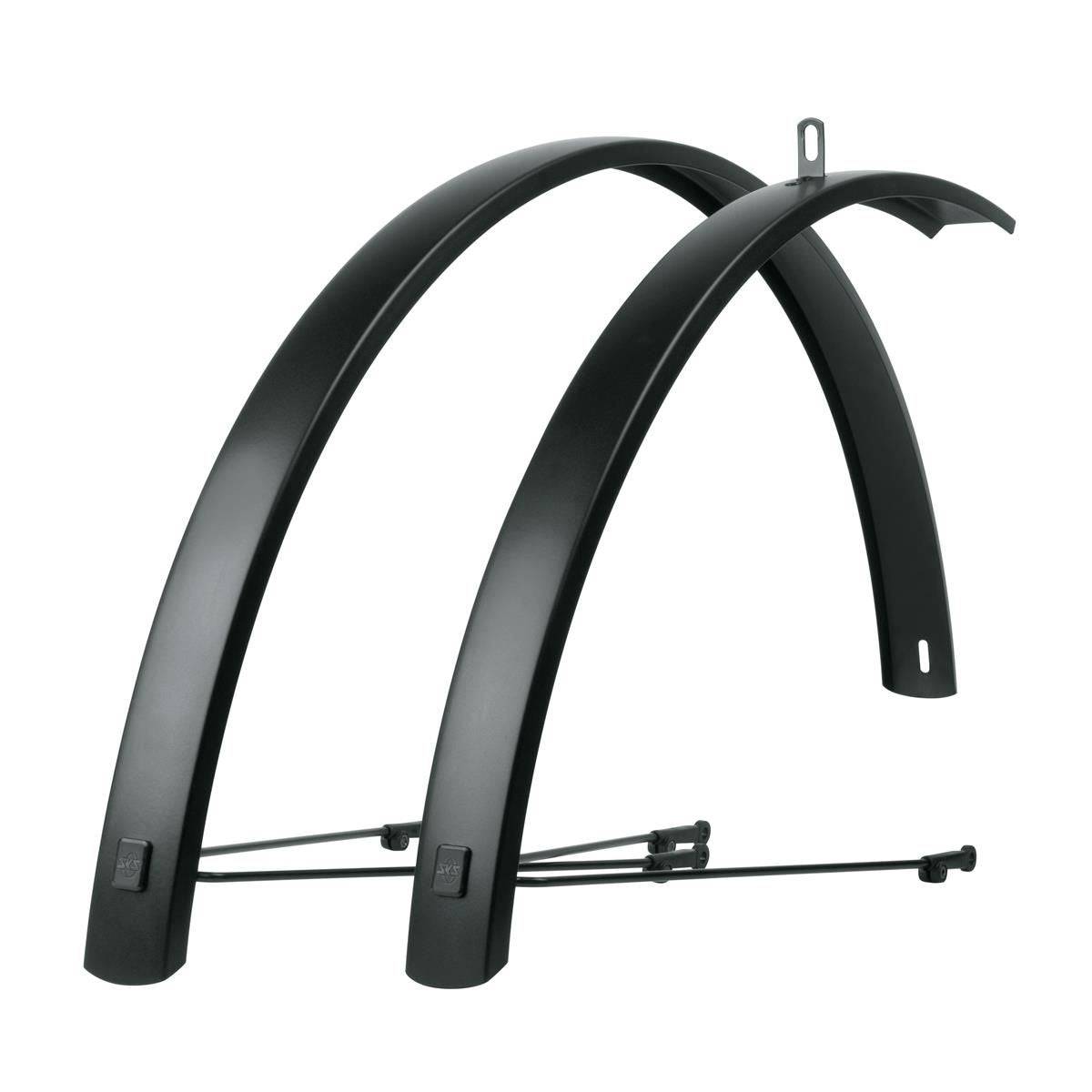 SKS EDGE AL 28-inch aluminium mudguard set in matte black for 700C wheels, designed for bike accessories.