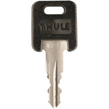Genuine Thule Spare Key Number 71 for Thule car carriers, showing a metal replacement key with key blade and brand markings