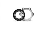 SwissStop Centrelock adaptor with lockring for disc brake rotors, black and silver, compatible with disc brake components.
