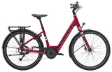 Trek Verve+ 1 Lowstep women's electric hybrid bike with comfortable seat and step-through frame, ready for an assisted ride.