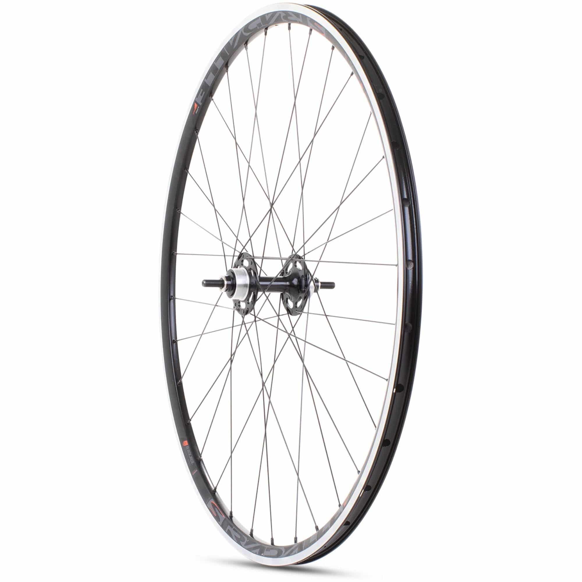 Black M Part Wheels rear track wheel with 700c size and 16-tooth sprocket, designed for road and track cycling.