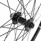 Black M Part Wheels 700c road front wheel with Shimano Tiagra CL hub and Cyclone rim, 12x100mm axle, lightweight cycling component.