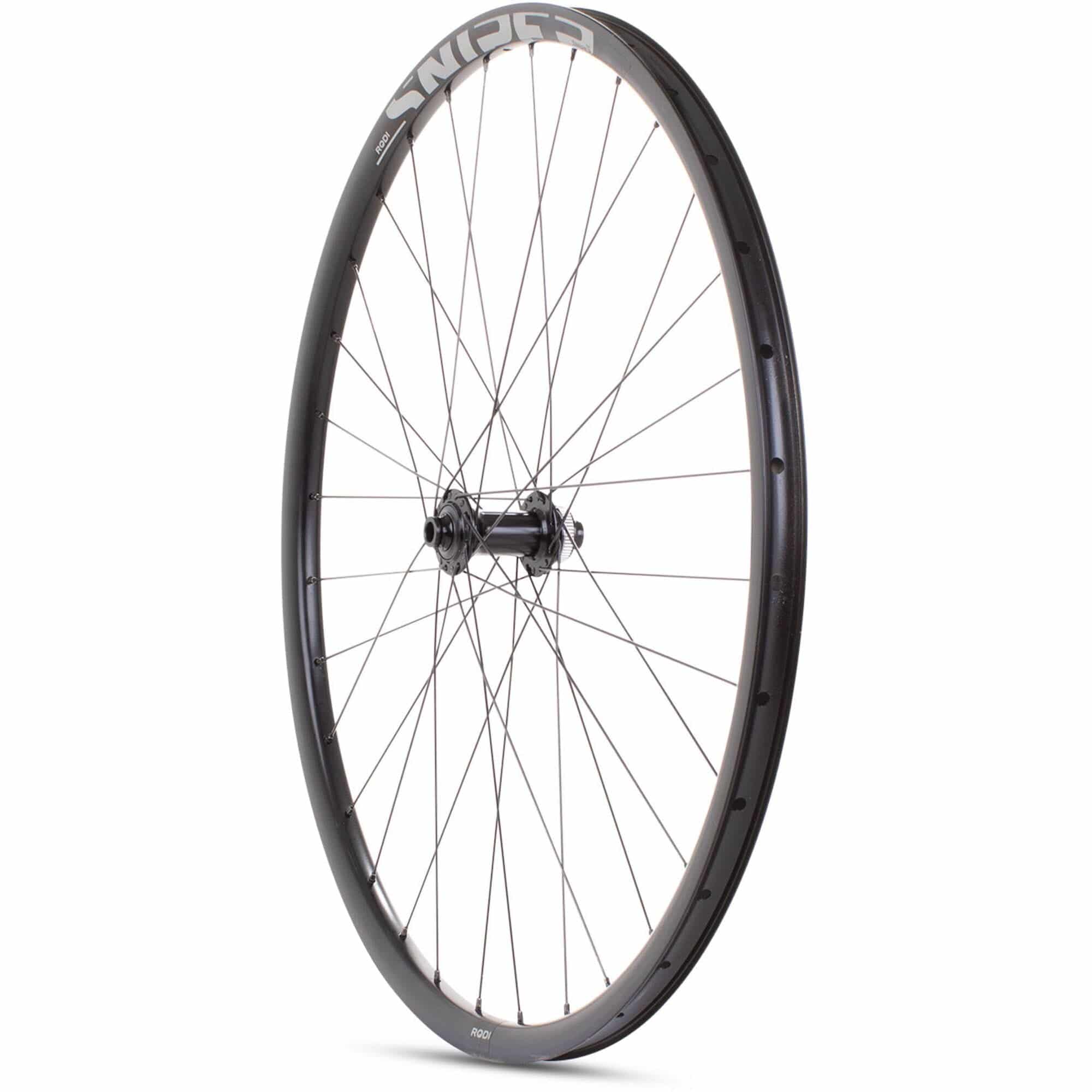 Black M Part Wheels gravel front wheel with 700c Shimano TC500 hub, 100x12 TA sniper rim, suitable for mountain biking components.